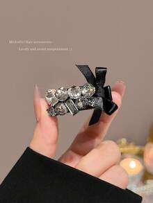 2个奢华水钻蝴蝶发夹，复古简约刘海发夹 - 彩色 - 查看 7