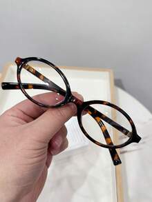 1pc Women's Casual Retro Oval Leopard Print Lightweight Fashion Eyeglasses, Suitable For Daily Wear And Street Style - Leopard Print Frame White Piece - View 2