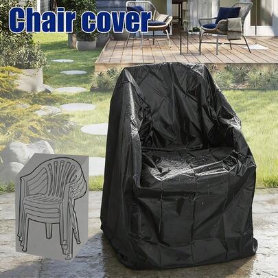 1/2pcs 210D Black Patio Chair Cover, Outdoor Garden Furniture Sofa Protector