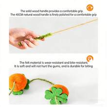 1pc Tomato Shaped Cat Teaser Wand Toy With Bell, Felt Material Pet Toy - Multicolor - View 4