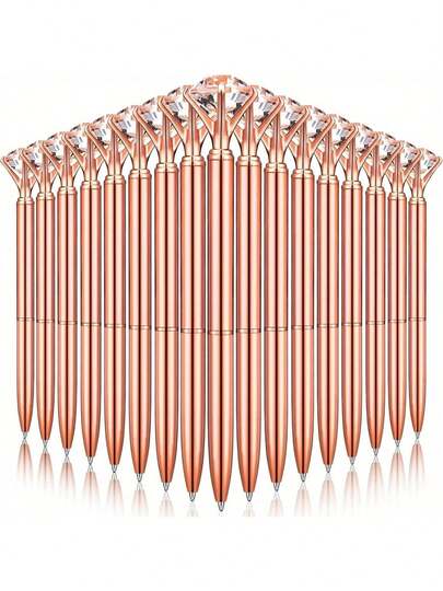 Conjunto de 12/6 canetas com cristais artificiais, canetas metálicas com glitter, canetas esferográficas charmosas, lindas canetas para casamento, para festas, escritório, escola e volta às aulas.