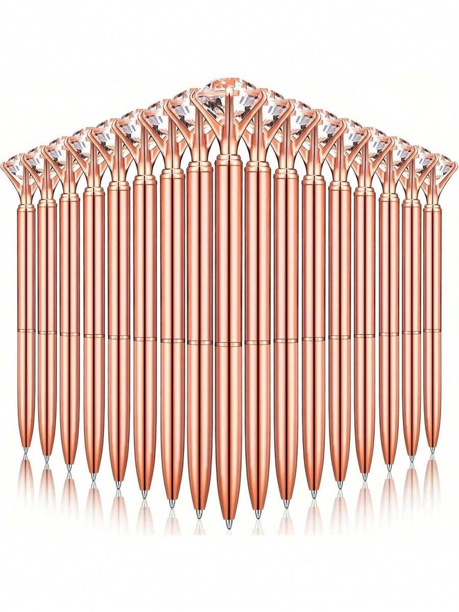 12/6pcs Artificial Crystal Diamond Pens, Metallic Glitter Pens, Cute Ball Pens, Beautiful Wedding Pens, For Party, Office, School, Back To School - One Size - View 1