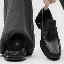 Korean-Style Retro Square-Toed Black Loafers 2026 Slip-On Versatile Casual Shoes - 黑色 - 查看 3