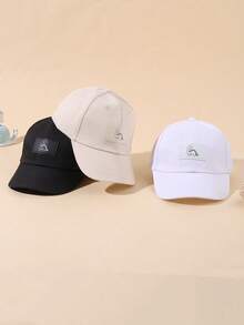 3顶婴儿/幼儿男女通用可爱恐龙图案纯色棒球帽，春夏户外防晒鸭舌帽 - 彩色 - 查看 3