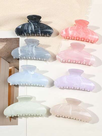 1个女士大号10.5厘米/4.13英寸混色（白色、粉色、蓝色）轻便塑料发夹，时尚百搭高端优雅简约配饰，适合日常佩戴、休闲聚会、通勤、海滩度假、发型设计、洗发化妆等场合。这款发夹可作为发爪、发夹、发卡、发夹、发圈、发卡、发夹等，是秋冬季女士发饰的理想之选。