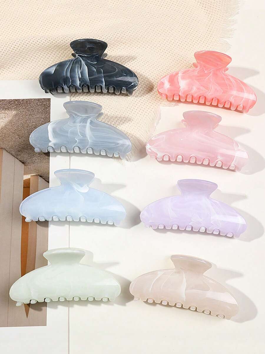 1个女士大号10.5厘米/4.13英寸混色（白粉蓝）轻便塑料发夹，时尚百搭高端优雅简约配饰，适合日常佩戴、休闲聚会、通勤、海滩度假、发型设计、洗发化妆等场合。发夹、发爪、发卡、发夹、发卡、发夹、发卡、发抓夹、发夹、发卡、发夹，秋冬必备，夏季、假日、旅行必备。