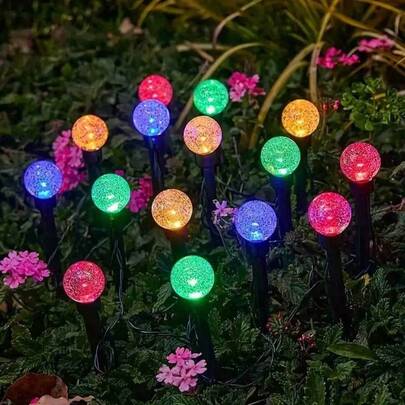 Đèn cọc năng lượng mặt trời hình bong bóng 20 đèn LED, 8 chế độ, chống nước IPX4, cảm biến ánh sáng thông minh, trang trí lối đi sân vườn cho bãi cỏ, hiên nhà, cắm trại, mùa hè, ý tưởng quà tặng Giáng sinh.