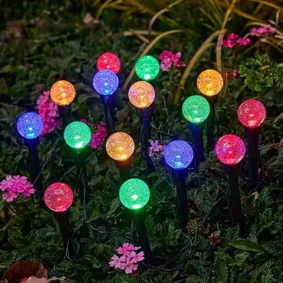 20颗LED太阳能泡泡地插灯，8种模式，IPX4防水，智能光感应器，适用于花园、庭院、露营，夏季和圣诞节礼物