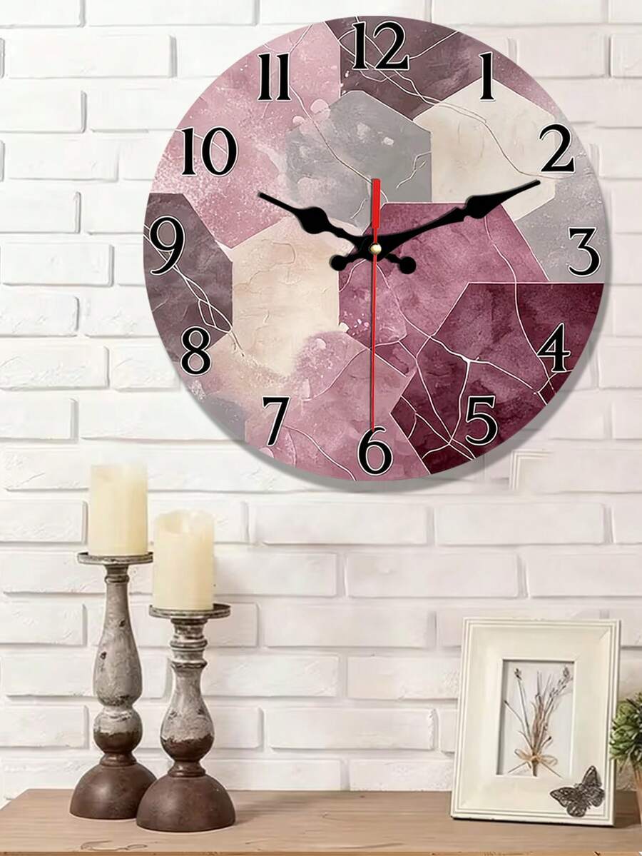 1 chiếc đồng hồ treo tường tròn bằng gỗ, kiểu dáng hiện đại tối giản, bề mặt vân đá cẩm thạch, hoạt động êm ái, không gây tiếng tích tắc, màu be/đỏ tía/xám/trắng/vân đá cẩm thạch, kim màu đen, thích hợp cho phòng khách, nhà bếp, văn phòng - 10 inch/12 inch (Không bao gồm pin), thiết kế phẳng 2D. - Nhiều màu - Xem 1