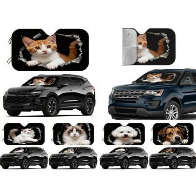 Automotive Windshield Sun Shade, Car Accessories Suitable For Front Windshield Sun Shade, Keeps Warm And Protects In Summer, Foldable Reflective Automotive Front Windshield Sun Shade | Durable 190T Material Blocks UV And Heat Protection | Car Interior Accessories