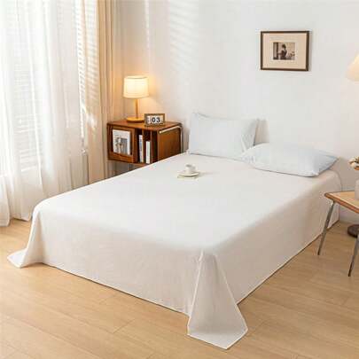 1pc Ivory White Flat Sheet, Soft Bedding For Dorm, Bedroom, Casual Daily Use, Back To School, Available In Twin, Full, Queen, King Size