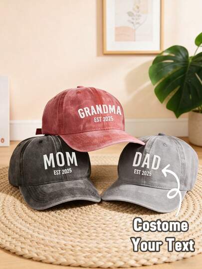 1 pieza Gorra de béisbol personalizada con texto bordado, gorra personalizada, gorra de béisbol vintage, regalo para nuevos padres/madres, novia/despedida de soltera, Día del Padre, gorra con eslogan cool, gorra de camionero personalizada, regalo personalizado, gorra de papá personalizada, gorra de béisbol bordada