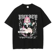 Nueva camiseta popular: Camiseta con estampado vintage deslavado de cruz y vampiro, estilo retro americano, manga corta Chiyomei, corte holgado para el verano. - 1. Angustiado - Ver 8