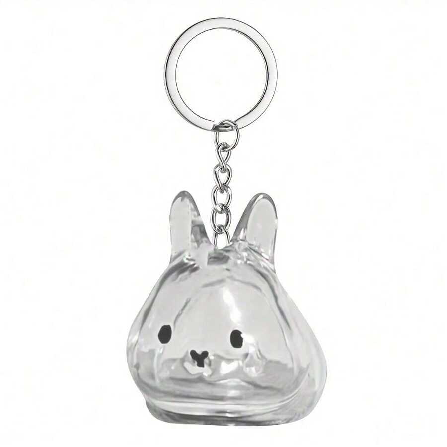 1 Standing Cat Rabbit Fur Ball Storage Pendant, Transparent Pet Fur Capsule Keychain, Pet Commemorative Twist Egg Bag Pendant Keychain - A - 查看 1