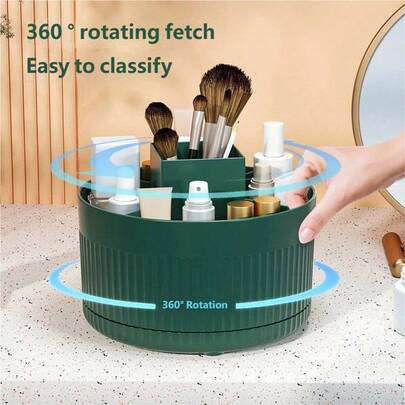Organizador de escritorio giratorio 360 grados - Soporte de bolígrafos minimalista moderno, montado en la pared, acabado pulido, organizador de papelería de plástico ligero y portátil, adecuado para oficina, escuela, brochas de maquillaje