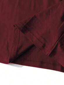 Men's Letter Print Drop Shoulder T-Shirt - Bordeaux - View 7