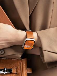 1 dây đeo đồng hồ bằng da thật màu nâu unisex, tương thích với Apple Watch 38mm 40mm 41mm 42mm 44mm 45mm 46mm 49mm, dây đeo da cổ điển tương thích với Apple Watch Series 11 SE3 10 9 8 7 6 5 4 3 2 1 Ultra3/2/1, phụ kiện đồng hồ thông minh cho , phù hợp để đeo hàng ngày, món quà tuyệt vời cho bạn bè, gia đình, Giáng sinh, sinh nhật. - màu nâu - Xem 3