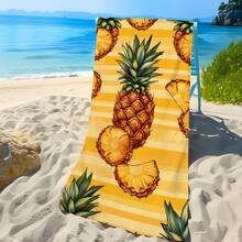 1 pezzo Asciugamano da spiaggia con stampa di ananas, morbido e confortevole, leggero, adatto per viaggi, nuoto, immersioni, surf, yoga, campeggio, accessori da spiaggia - SSTJ11046 - Visualizzare 4