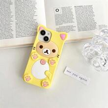 Cute Cartoon 3D Rilakkuma Phone Case For 17 16 15 14 13 12 11 Pro X XS Max XR 6 7 8 Plus 5 5S SE Key Chain Pendant Cover - với màu hồng YSK - Xem 2
