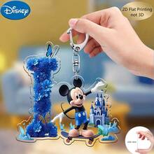 2D平面印刷，米奇蓝色亚克力钥匙扣，26个英文字母A-Z，可爱卡通包包挂饰，情侣朋友专属字母饰品，适合作为圣诞节、感恩节、母亲节和父亲节礼物，也可用于装饰车辆、包包、汽车和圣诞树，趣味钥匙扣设计 | 耐用亚克力2D平面家居装饰包包挂件 - 彩色 - 查看 24