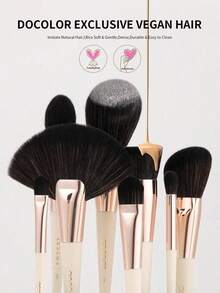 docolor 30 piezas Juego de brochas de maquillaje esenciales, que incluye 12 brochas para el rostro y 18 brochas para los ojos, con una guía detallada de uso profesional de las brochas de maquillaje, brocha para polvos, brocha para base, brocha para corrector, brocha para contorno y brocha para sombras de ojos - Champán - Ver 6
