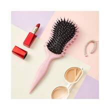 Curl Defining Brush For Curly Hair | Edge Control Round Hairbrush For Blow Out | Boar Bristle Hair Brush For Women And Wave Hairbrush For Men (Pink) - Pink - 查看 6