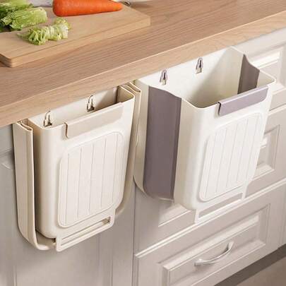 1 hộp đựng đồ nhà bếp bằng cao su mềm có thể gập lại, thùng rác treo tường, không cần cúi người, hộp đựng đồ treo cửa tủ đường kính lớn, dụng cụ giúp giữ nhà bếp gọn gàng, món quà thích hợp cho mẹ.