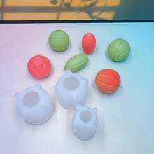 1个3D足球、篮球、橄榄球、排球、棒球造型蜡烛模具，硅胶蜡烛制作模具 - 白色 - 查看 6