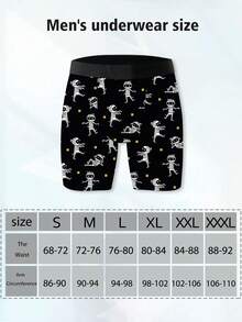 男士趣味平角内裤，卡通印花，万圣节主题，针织面料，宽松运动版型，透气吸汗，柔软亲肤，休闲运动型平角内裤 - 彩色 - 查看 8