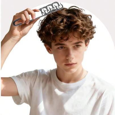 1/2支装轻盈纹理梳，蓬松宽齿造型夹，持久卷发梳，适用于各种发质，包括油性、细软、扁塌发质，男女皆宜，是返校、旅行、约会、个人DIY发型造型的必备单品。