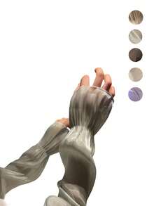 1 Pair New Chinese Style Ice Silk Sun Protection Arm Sleeves, Graceful Arc Design, Suitable For Cycling, Driving, Summer Sun Protection - Multicolor - View 2