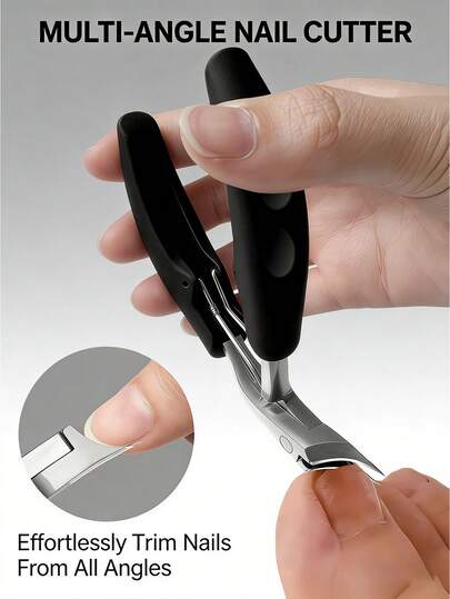 Heavy Duty Thick Toenail Clipper For Elderly, Curved Slanted Jaw Toenail Nipper Sturdy & Durable, Non-Slip Long Handle Angled Head Toenail Cutter, Wide Opening Sharp Straight Edge Trimmer, For Men And Women