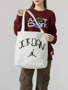 Nike Jordan Jumpman 標誌印花 托特包購物袋單肩包 男女同款情侶款 白色 - 白色 - 查看 1