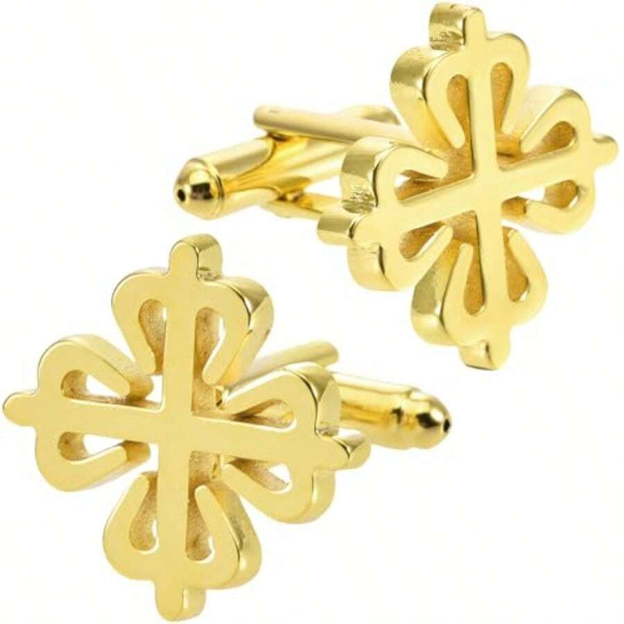 Floral Cross Design Cufflinks For Men Women In Gift Box Sier  Vintage Mens Cuff Links Jewelry For Wedding Party Daily Office Busin Events Dr - Vàng - Xem 1