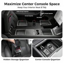 Console Organizer 5PCS Compatible With Tesla Model Y Juniper2026, Armrest Storage Tray, Hidden Storage Box, Cup Holder, Phone Holder – Interior Accessories For New Model Y/3 2025 - Black - View 9