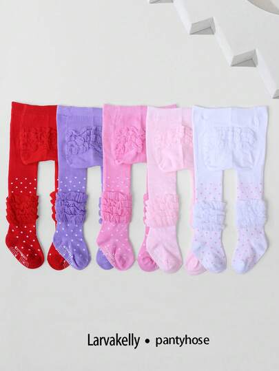 1pc Girls' Cute Ballet Seamless Tights, Cotton Material All Season, Anti-Slip Dots On Soles For Indoor Toddling, Suitable For Newborn Photo Shoot, Party & Holiday Wear