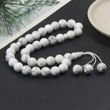 33颗10毫米天然白色绿松石珠手链，男女皆宜，精美礼盒包装，理想的斋月礼物 - 白色 - 查看 9