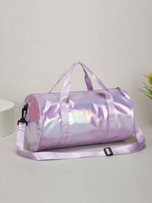 1个卡通图案休闲旅行包，大容量瑜伽/游泳包，带干湿分离的健身包，运动手提包 - 紫色 - 查看 2
