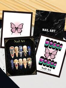 20Pcs Nail Art Display Card Nail Packing Card Package Nails Photography Show Prop Board Nailfie Disc Press-On Nails Salon Accessory Nail - Multicolor - View 1