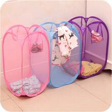 1pc Pop-Up Mesh Laundry Basket, Foldable Portable Laundry Basket, Foldable Dirty Clothes Storage Basket, Household Storage Basket For Socks, Underwear, Toys, And Miscellaneous Items - Màu đỏ - Xem 7