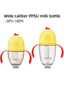 1个PPSU材质宽口婴儿奶瓶，易握手柄，360°重力球吸管，硅胶奶嘴，耐热防胀气奶瓶，适合0个月以上宝宝，容量180毫升/280毫升 - 彩色 - 查看 1