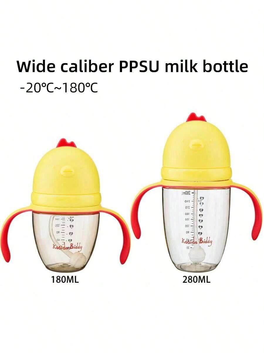 1个PPSU材质宽口婴儿奶瓶，易握手柄，360°重力球吸管，硅胶奶嘴，耐热防胀气奶瓶，适合0个月以上宝宝，容量180毫升/280毫升 - 彩色 - 查看 1