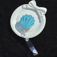 3D Shell Pattern Retractable ID Badge Lanyard, Versatile For Students And Office Use - Shell - View 2