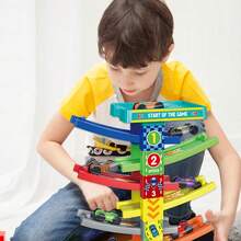 Pista de Coches Rampas para Niños con 8 Coches,Juguete de Carreras Educativo de 9 Niveles,Juguete de Pista de Carros Estacionamiento,Regalos para Niños para Navidad,Cumpleaños - verde menta - Ver 5