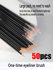 100/50pcs Disposable Eyeliner Brush, Lip Brush, Lip Liner Brush, Makeup Eyeliner Brush, Lipstick Brush, Black & White Makeup Brushes, Holiday Gift, Essential For School & Travel - Multicolor - View 12