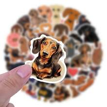 60pcs Sausage Dog Cartoon Graffiti Stickers, Cute Animal Stickers, Suitable For Water Bottles, Laptops, Phones, Skateboards, Guitars, Luggage, Scrapbooks, Helmets, Party Decorations And Gifts - Apricot - View 4