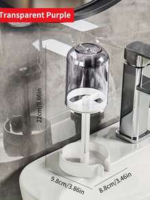 Modern & Clear Bathroom Toothbrush Holder With Spill-Proof Design & Waterproof Base - Freestanding Toothbrush Cup With Toothbrush Storage, Multi-Color Design With Transparent Cups For Toothbrush Heads, Bathroom Organizer, Toothbrush Storage, Bathroom Accessories, Toothbrush Holder, Room Decor, Wedding, Home Decor, Travel, Travel Essentials For Women, Summer - Multicolor - View 9