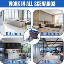 2/3 Pack Spin Mop Replacement Heads, Triangle Microfiber Mop Head Refill For 2-Tank Spin Mop System, 360° Rotating Easy Wring Mop Replacement Head, Washable Floor Cleaning Mop Heads Blue & White - 布套 2pcs+1頭 - 查看 8