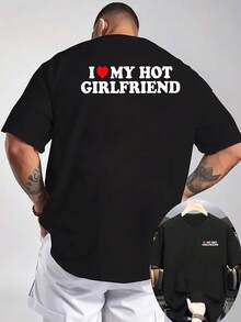 2026 Men's Fun Couple T-Shirt - "I Love My Girlfriend" Print On The Back - Lightweight Knitted Summer Short-Sleeve Top, - 黑色 - 查看 6