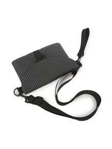 男士可调节肩带方形单肩包，轻便旅行必备，夏季休闲尼龙斜挎包，男士、青少年、通勤、户外、骑行、上学、街头时尚个性化礼物，黑色 - 黑色 - 查看 4